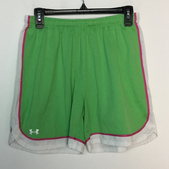 Under Armour Pants - Under Armour M Shorts Green Pink Heatgear EUC